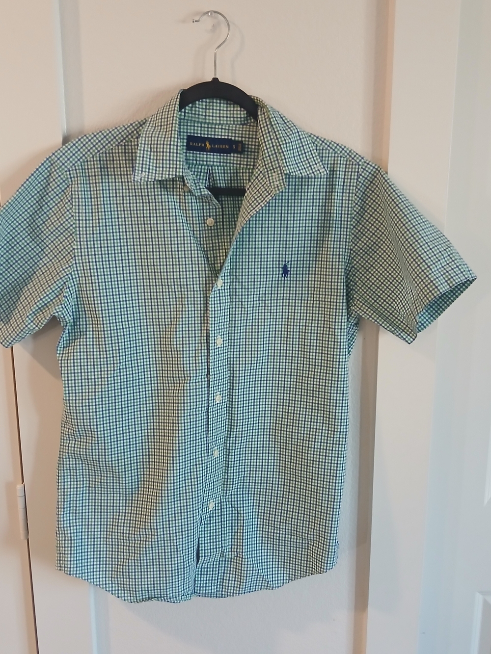 Ralph Lauren Short-Sleeve Green Check Cotton Shirt